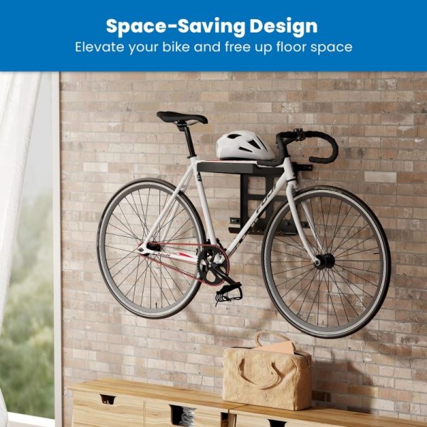 Bike Wall Mount Rack With Shelf And Hooks Horizontal Indoor Bike Rack Garage Home