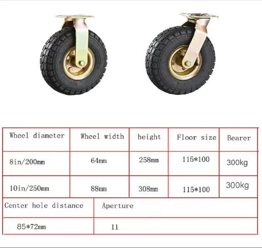 Caster Wheel Rubber Inflatable Directional Wheel Silent Wear Roller Universal Wheel