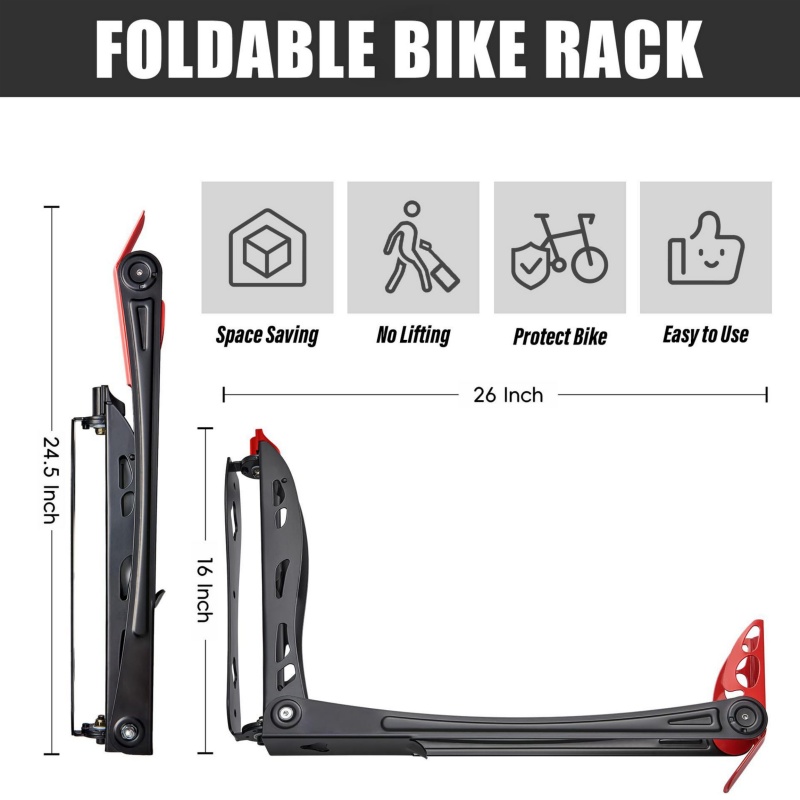 2 Pack Swivel Bike Rack Wall Mounted Bike Storage System Space Saving for Home and Garage