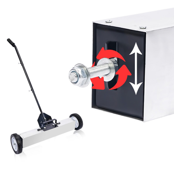 Rolling Magnetic Sweeper with Wheels Adjustable Magnet Clearance Height Pick Up and Nail Magnet Easy Cleanup of Workshop Garage Yard