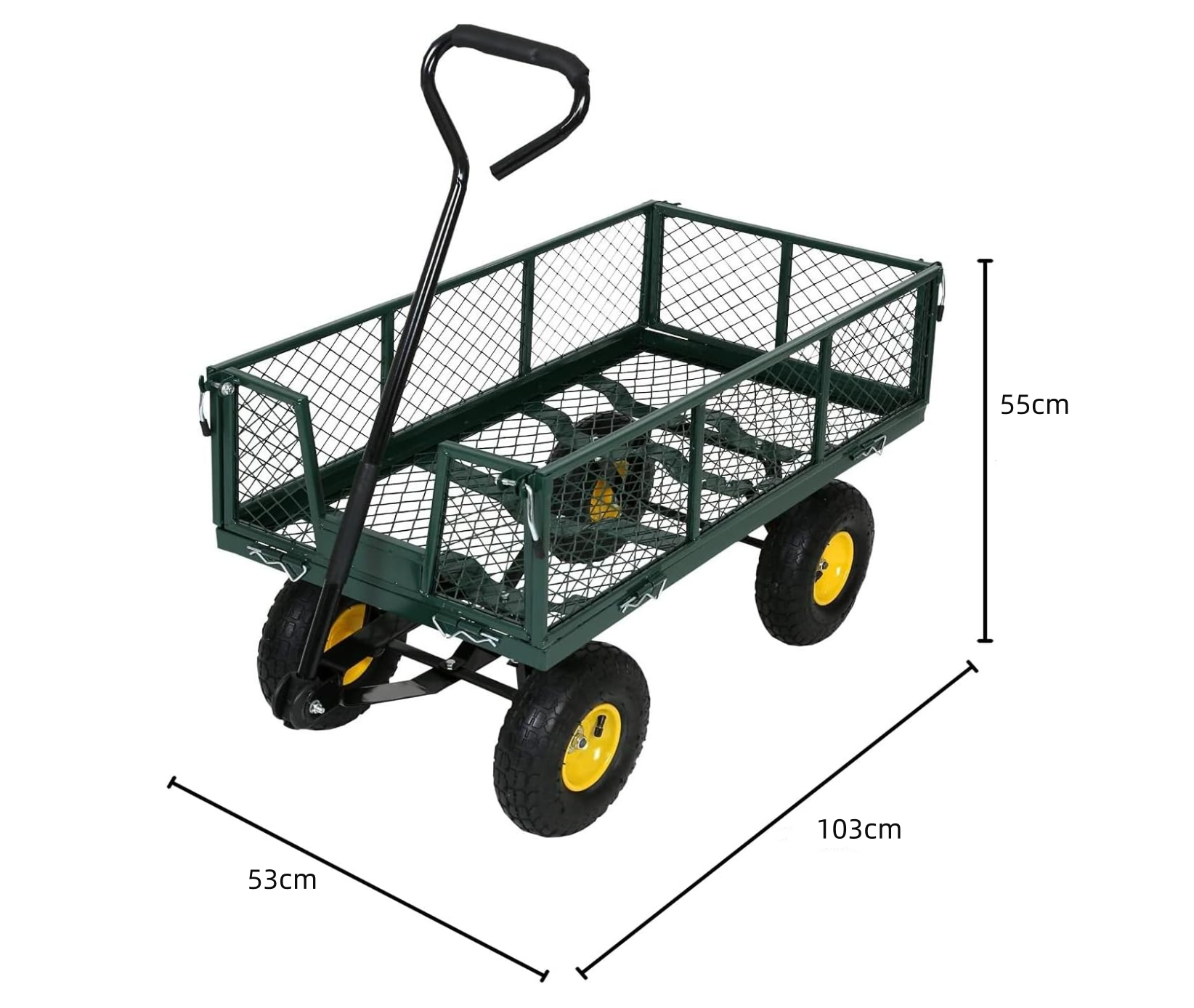 Garden Trolley Removable Inner Cover Wheelbarrow Quad Trailer