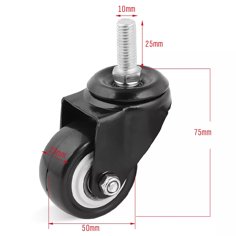 6 pcs Heavy Duty Castor Wheel Trolley Caster M10 Bolt Swivel Cart Rolling Dolly Rotating Rubber Casters