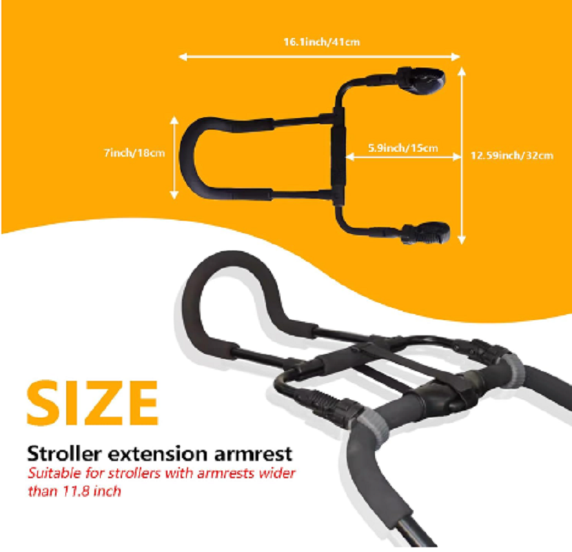 Stroller Handle Extender Universal Extension Armrest For Kids Metal Stroller Handlebar