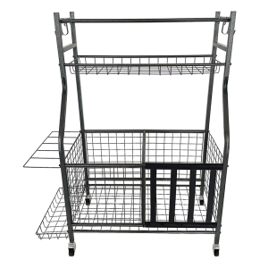 Sports Equipment Storage Rack with Hooks and Shelf for Garage Storage Stand Holder