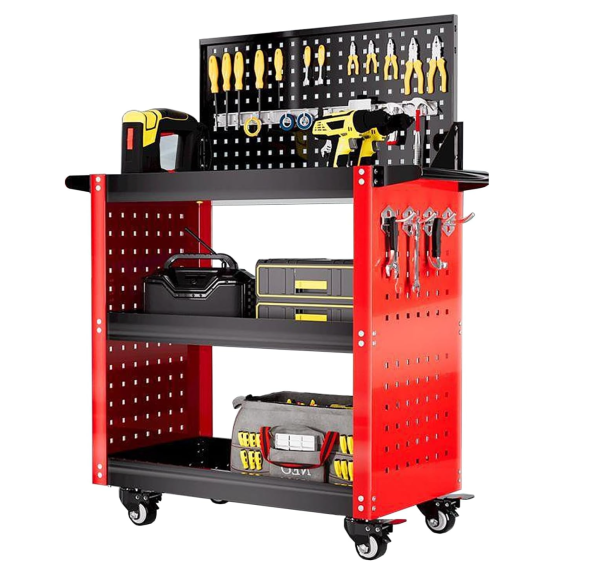 Tool Cart Tool Machinery Heavy Duty Cart Steel Tool Service Portable 3-Tier Metal Roller Cart Tool Box