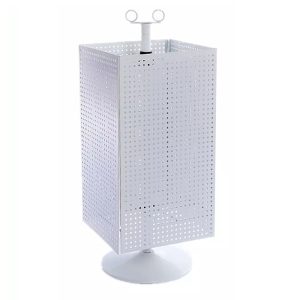 4-Sided Rotating Pegboard Stand Display Metal Organizer Panel Shelf Rack for Jewelry Bracelet Earring Retail Counter Top