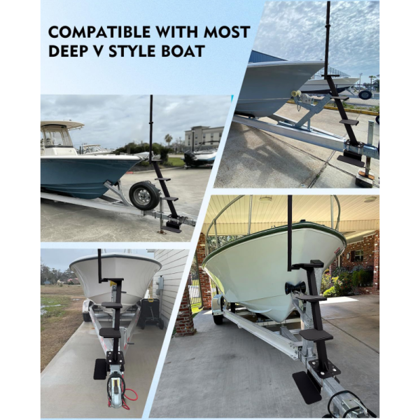 Heavy-Duty Boat Trailer Steps With Safety Handle Non-Slip Surface Universal Fits