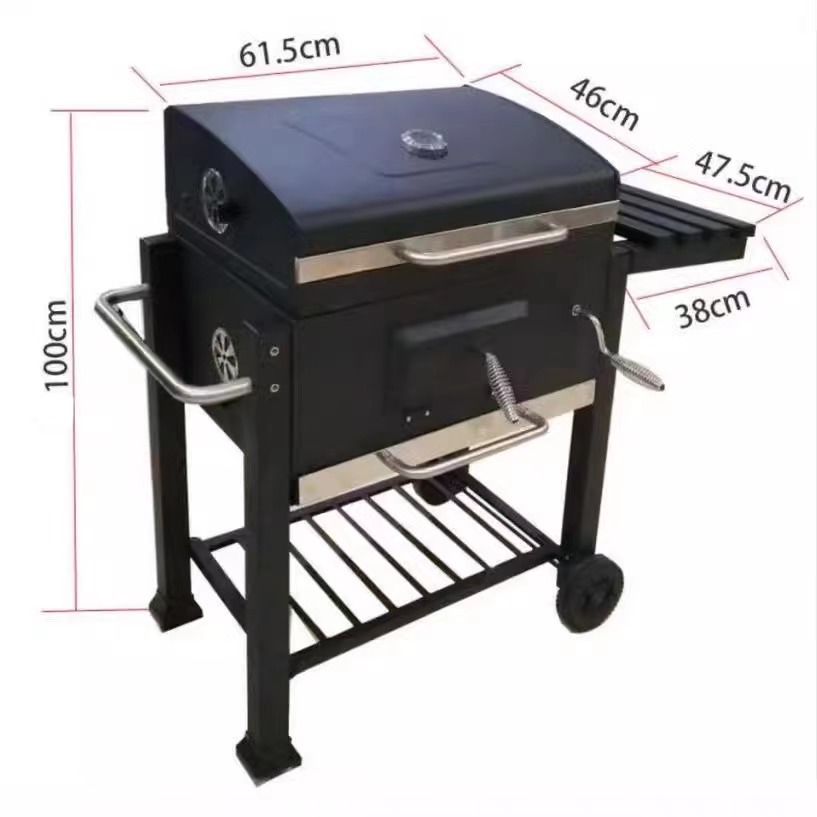 Portable Charcoal BBQ Grill Garden Outdoor Shelves Barbeque Smoker Trolley Barbecue