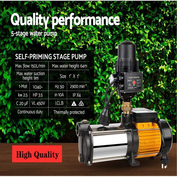 Water Pump Electric High Pressure Home Garden Pumps Controller Irrigation for Pool Pond Tank Large 2500W 240V Anti-rust