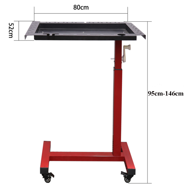 Mobile Work Station with Adjustable Height Heavy Duty Working Tool Tray with Wheels and Holes for Motorcycle Car Maintenance Repair Workshop Garage