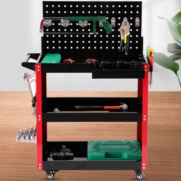 Tool Cart Tool Machinery Heavy Duty Cart Steel Tool Service Portable 3-Tier Metal Roller Cart Tool Box