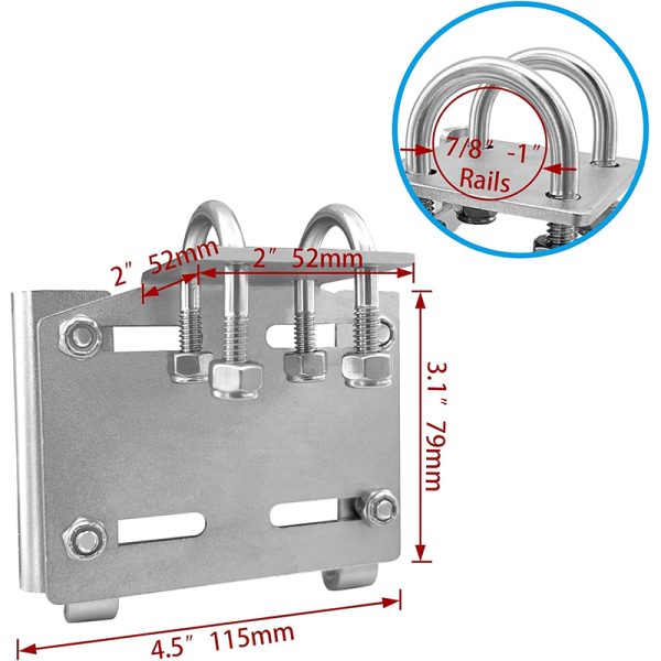 Anchor Bracket Stainless Steel Horizontal Stanchion Rail Mount Fits 7/8" to 1" Rails For Boats Yachts Ships