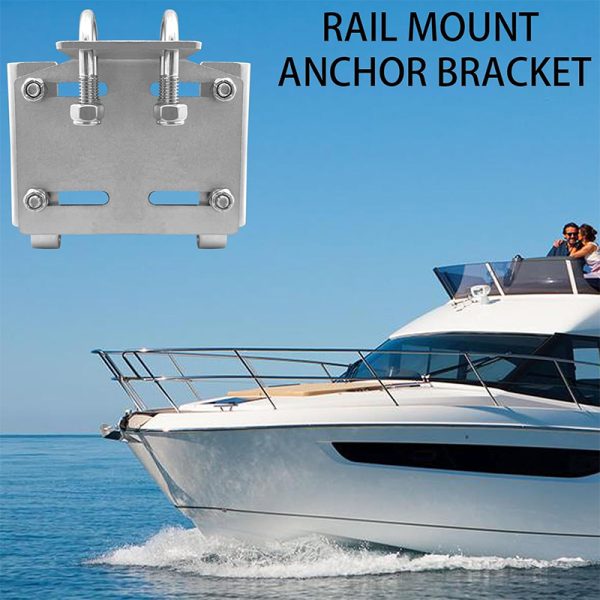 Anchor Bracket Stainless Steel Horizontal Stanchion Rail Mount Fits 7/8" to 1" Rails For Boats Yachts Ships