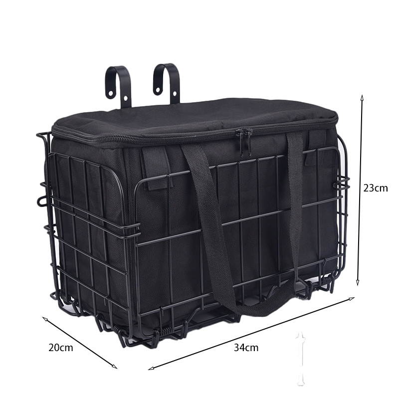 Front Bike Basket Folding With Removable Lined Bag Large Metal Design For Adult