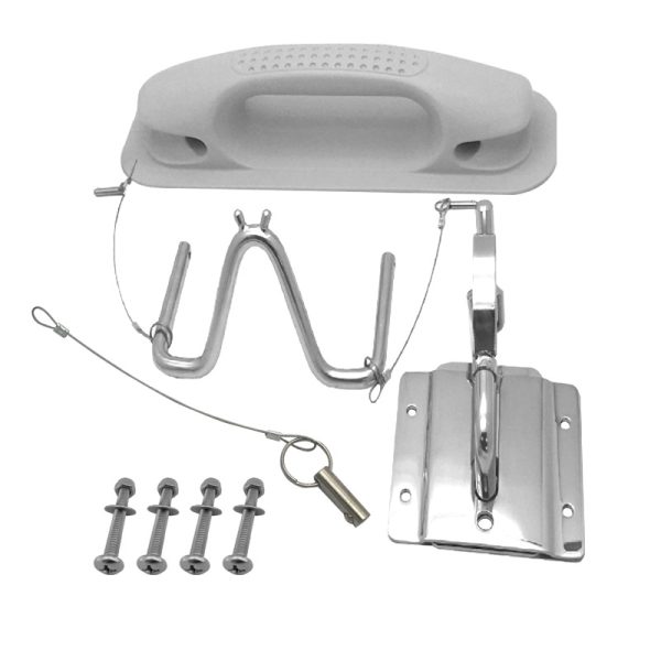 Boat 304 Stainless Steel Insta-lock Quick Davits Replacement Set With Handle Pad