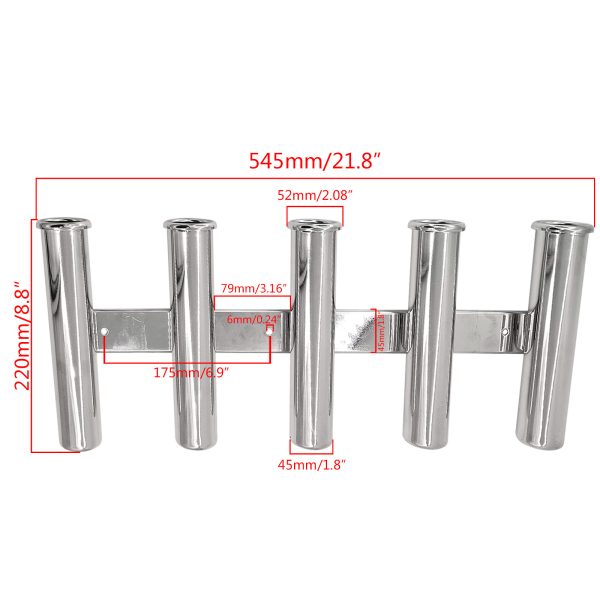 3-6 Tubes Fishing Rod Rack Stainless Steel Boat Rod Holder Bracket