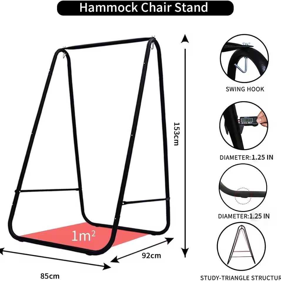 Hammock Chair Stand Indoor Outdoor Swing Rack Heavy-Duty Steel Sturdy Swing Bracket