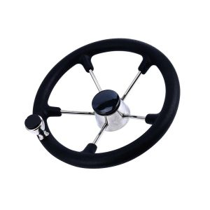 Stainless Steel Boat Steering Wheel With 5 Spokes Black PU Foam For Marine Wheel