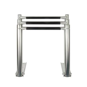 3 Step Pontoon Boat Ladder Folding Stainless Steel Telescoping with Pedal Hand Railing Retaining Strap