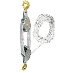 Rope Pulley Hoist 2200 LB Pulley Block and Tackle System 8:1 Lifting Power Heavy Duty Rope Hoist for Animal Husbandry Garage Warehouse Constructions