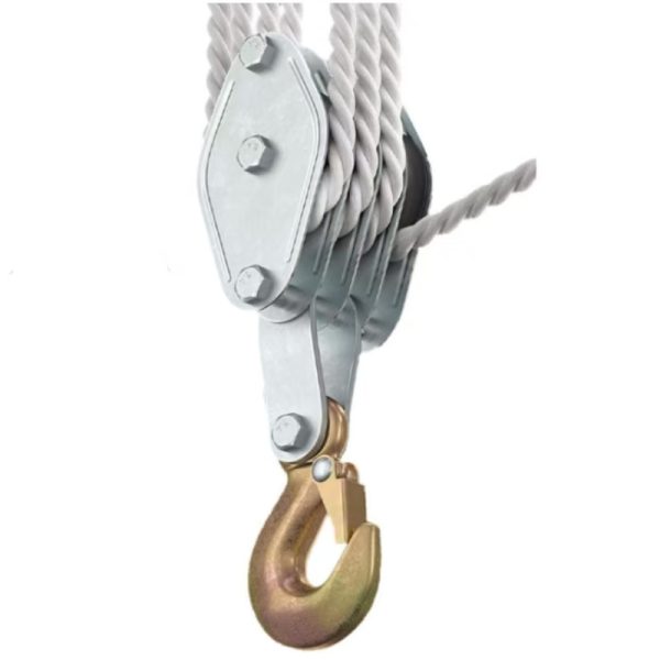 Rope Pulley Hoist 2200 LB Pulley Block and Tackle System 8:1 Lifting Power Heavy Duty Rope Hoist for Animal Husbandry Garage Warehouse Constructions