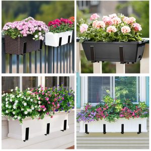 4pcs Adjustable Planter Box Brackets for Window Boxes Planters Heavy Duty Wall Mount Holder for Windowsills Garden Fences and Balcony