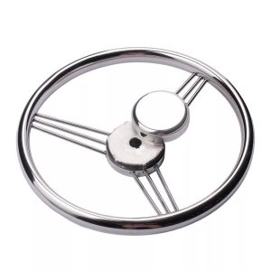 Boat Steering Wheel 9 Spokes Knurling Wheel Stainless Steel 13.5'' Marine Steering Wheel for Boat Yacht