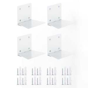 4pcs Floating Book Shelves for Wall Metal Constructed Hidden Bookshelf with Mounting Hardware