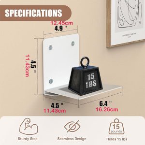 4pcs Floating Book Shelves for Wall Metal Constructed Hidden Bookshelf with Mounting Hardware