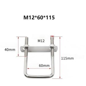 2 Set Boat U-Bolt Right Angle U-Clip U Bolt & Nuts for Boat Trailers 304 Stainless Steel M12 5