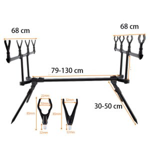 4 Way Fishing Holder Aluminium Adjustable Rod Stand 4 Head Folding Fishing Holder