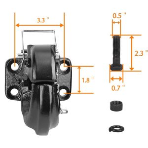 5/10/15/30 Ton Heavy Duty Pintle Hook Trailer Hitch Receiver Rigid Mount Hitch for Off-Road RV Trailer
