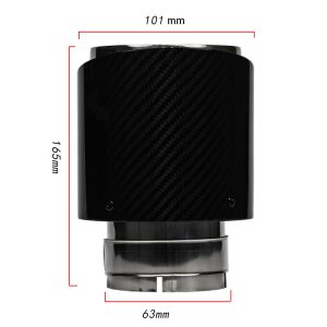 Exhaust Tip Muffler 63mm Inlet 101mm Outlet Carbon Fibre Stainless Steel Universal Automobile Exhaust Pipe Muffler Tip