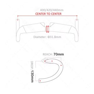 400mm Road Bike Handlebar Carbon Fiber UD Matte 31.8mm Handlebar