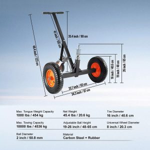 Adjustable Trailer Dolly Boat Dolly Steel Hand Dolly 1000 LBS Wheel Tow Mover Boat for Moving RV Boat Kayak