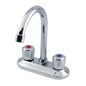 Double Hole Faucet Hot & Cold Copper Washbasin Faucet Double Hole Control Kitchen Swivel Faucet