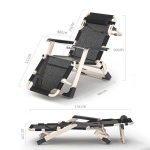 Folding Reclining Lounge Chair Adjustable Deck Chair Outdoor Foldable Sun Beach Chair Office Lunch Break Folding Bed