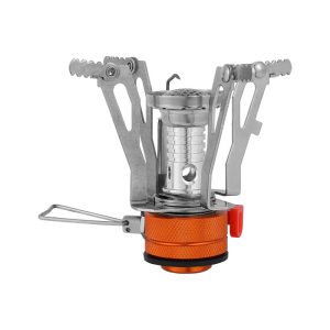 Mini Gas Stove Portable Outdoor Camping Lightweight with Piezo Ignition Foldable Windproof