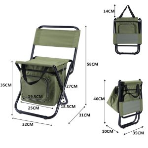 Backrest Ice Pack Chair Foldable Camping Chair Lightweight Backrest Stool Compact Camping Chair Seat-4