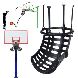 Basketball Hoop Rebounder 360 Degree Rotatable Ball Return Attachment for Indoor Outdoor Shoot Training Equipment for Adults Kids