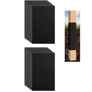 16pcs Fence Post Protections Waterproof Fence Rot Protection Wood Post Sleeve Post Wrap fits 3" x 3" to 4" x 4" Square and 3" to 5" Round Posts