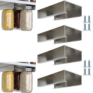 4pcs Mason Jar Organizers Mason Jars Racks for Food Storage Canning Jar Holder Under Kitchen Cabinet Mason Spice Jars Hanger Brackets for 118 ML-946ML