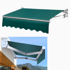 Retractable Awning Sunshade Shelter Outdoor Patio Arm Awning Canopy Aluminium Alloy Frame for Patio Deck Yard