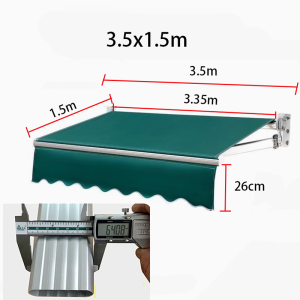 Retractable Awning Sunshade Shelter Outdoor Patio Arm Awning Canopy Aluminium Alloy Frame for Patio Deck Yard