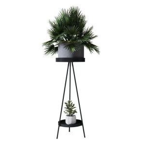 Tall Plant Stand Metal Flower Stand Potted Plant Stand Pot Corner Rack with 2 Trays Planter Display for Indoor & Garden