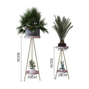 Tall Plant Stand Metal Flower Stand Potted Plant Stand Pot Corner Rack with 2 Trays Planter Display for Indoor & Garden