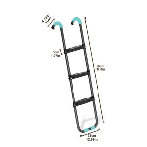 Trampoline Ladder 3 Step Trampoline Stair Anti-Slip Wide Bounce Ladder with Curved Handrail Jumping Platform Ladder