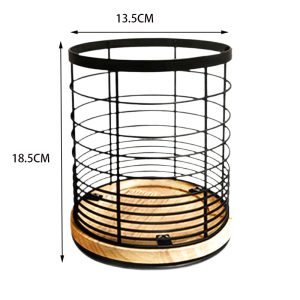 2pcs Rotating Kitchen Utensil Holder Metal Wire Utensil Caddy Countertop Organizer with Wooden Base & Drainage Outlet