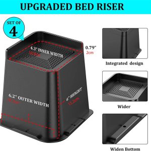 4pcs 6 Inch Bed Risers Oversized Furniture Risers Lift 6 Inch 15.2cm for Couch Sofa Table Chair