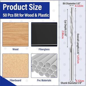 50pcs Drywall Bits 1/8 Inch Cutting Bits Speed Steel Spiral Drywall Router Saw Cutout Drill Tip Guide Point Cutting Outlets Drill Tools